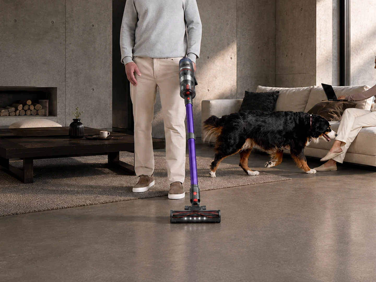 Der Nexam V1 Pro als Handstaubsauger auf einem Sofa